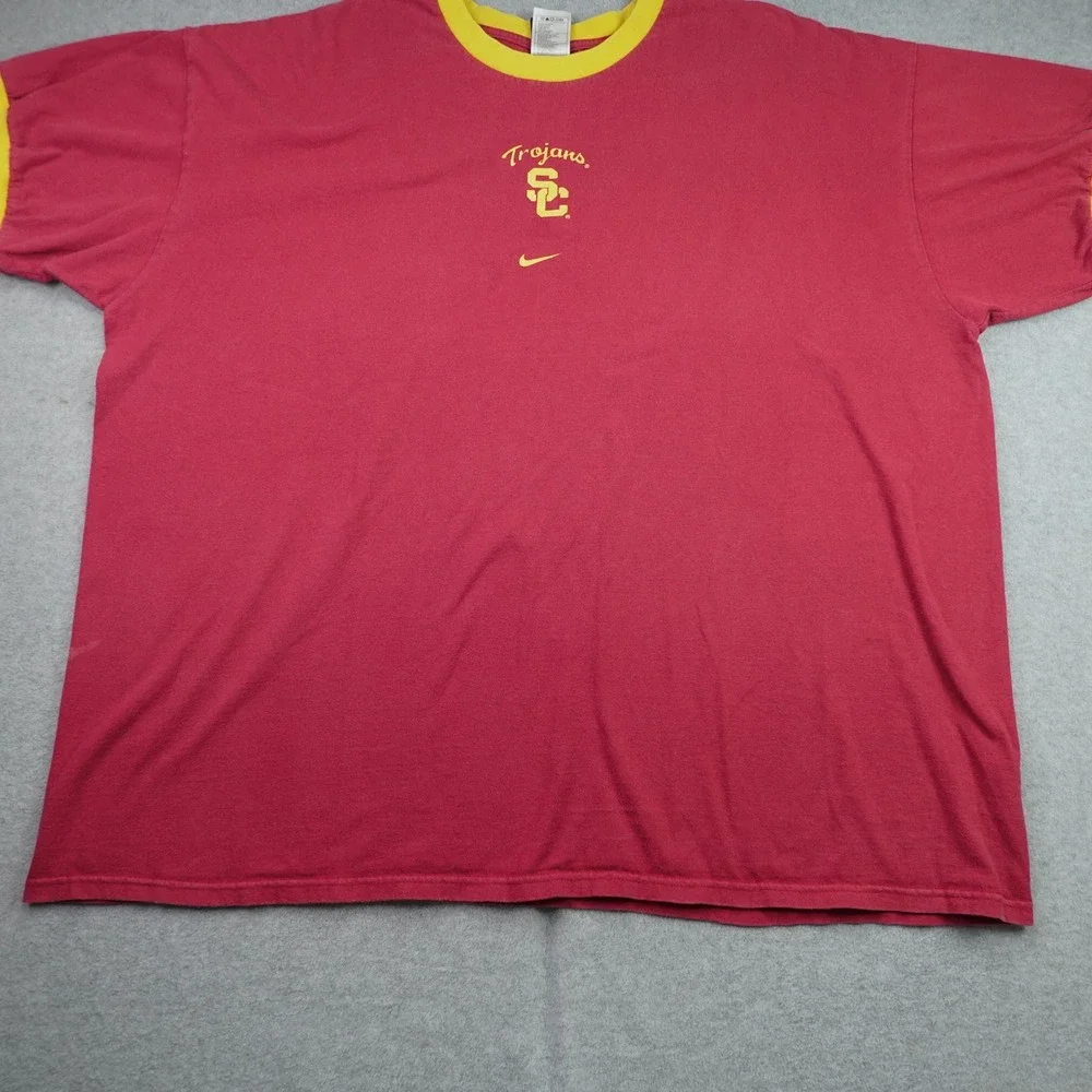 USC Trojans T-Shirt Mens XXL Red Yellow Ringer Short Sleeve Nike Team NCAA